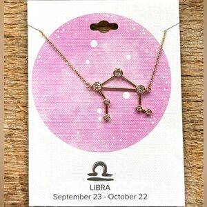 Libra Zodiac Necklace with Cubic Zirconia, Sterling Forever NWT